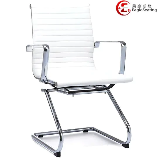 0517E-5H white leather conference chair